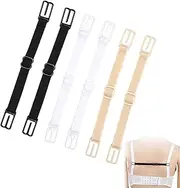 [SpetngSake] 3 Pairs Bra Strap Clip, Black White Transparent Bra Straps, Adjustable Bra Transparent Straps and Back, Removable Replacement Bra Accessories for Women and Girls, Bra Clip Back (17-22 cm), Black, No