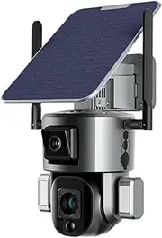 4K 10X 4G WiFi Outdoor Solar IP Camera Dual Lens Solar Panel Human Detect P2P Security Surveillance PTZ Cameras(WiFi 10XZoom 128GB)