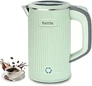 Enliansgo Electric Kettle, Travel Electric Kettle Portable Mini Kettle, 304 Stainless Steel Small Mini Coffee Kettle Fast Boiling Water with Auto Shut-Off & Boil Dry Protection (Green, 800ML)