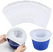 SNOKAY 30 Pcs Reusable Pool Skimmer Socks - Ultra Fine Mesh Filter Socks for Cleaning Debris and Leaves, Fits Skimmer Baskets (White)