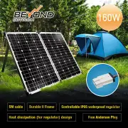 NEW 12V 160W Solar Folding Panel Kit Caravan Boat Camping Power MONO Charging