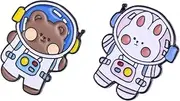 GRADENEVE Unique Astronaut Brooch Pin 2pcs Enamel Lapel Pins Cartoon Style for Casual or Formal Attire