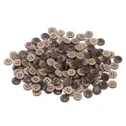 200pcs Sewing Button 11.5mm 4 Holes Wooden Round Craft Buttons, Brown