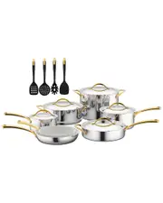 Nutrichef 12pc Clad Set Cookware With Nylon Utensils