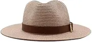 [BABESA] Straw Cowboy Hat,Out Beach Hat,Woven Sun Hat,Summer Sun Hats New Men's and Women's Outdoor Travel Jazz Hat, Beach Sunshade Straw Hat, Large Brim Sun Hat (Color : Grey) (Color : Pink)