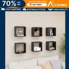 Wall Cube Shelves 6 pcs High Gloss Grey Storage Display Organizer Home Dec 07051