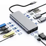 Astrotek AT-USBCDOCK12 USB-C Dock 12-in-1 Multiport Docking Station with 2xHDMI 4K 1xVGA