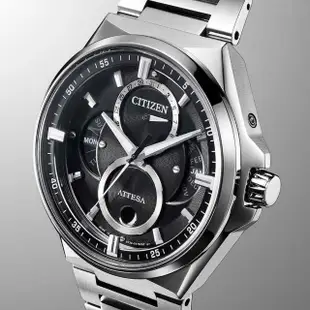 【CITIZEN 星辰】GENTS系列 光動能月相盈虧鈦金屬時尚男錶-黑X銀42mm(BU0060-68E)