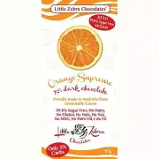 Little Zebra Chocolates Orange Supreme 72% Dark Choc 85g (Pack of 12)