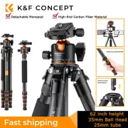 K&F Concept 62in Camera Tripod Pro Carbon Fiber Compact with Detachable Monopod
