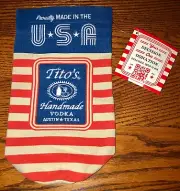 Tito's Vodka Drawstring Canvas Bag, Red White & Blue, Made in USA Patriotic