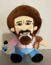Bob Ross Plush 9" Tall with Paint Pallet and Squirrel "Happy Clouds"