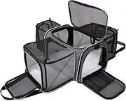 BAGLHER Cat Carrier Bag,Airline Approved Pet Carrier Soft Side Pet Travel 5 Sides Open Doors 3 Sides Expandable Foldable Dog Carrier with Fleece Pad Grey
