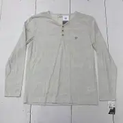 Ferrato Mens White 1/4 Button Long Sleeve Size Large