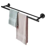Black Round Towel Rack Rail Holder Double Bars Stainless Steel