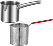Sosoport 1 Set Stainless Steel Deep Fryer Pot with Fry Basket Multifunctional Cooking Tool for Filtering for Breakfast Food and More