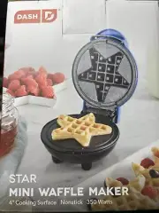 Dash Mini Star Waffle Maker - Brand New in Box- Blue- VERY NICE!!!!
