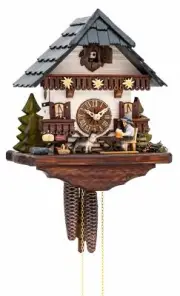 Cuckoo Clock Black Forest house with moving beer drinker KA 1665 EX NEW