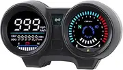 Luocute Motorcycle Speedometer Odometer Tachometer, DC 12V 7 Colors Backlight Digital LCD RPM Speedometer Gauge, Universal for Most Motorcycle Dashboards