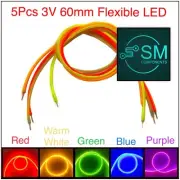 5PCS DC3V LED 60mm Super Flexible Silicone Light Emitting Filament All Colours