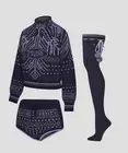 Savage X Fenty Frost Smitten Sweater Shorts Stockings 3 Piece Set Blue L XL $180