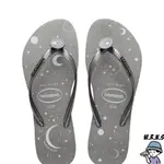 HAVAIANAS 哈瓦仕 女鞋 拖鞋 夾腳拖 人字拖 水鑽 月亮 星星 灰4147064-0090W