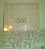 BOBBIN BOX + 25 CLEAR PLASTIC HOME SEWING MACHINE BOBBINS SINGER 2518P SA156