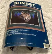 Dimensions Sunset Northern Lights Wolf Cross Stitch Kit #12141