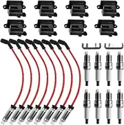 12556893 8Pcs Ignition Coil & Spark Plug Wire Compatible For Chevy GMC 4.8L 5.3L 6.0L 8.1L 12558693 12570553 38590782 3859078 521618