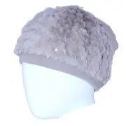 BETSEY JOHNSON KIDS GIRLS BEIGE SEQUIN FAUX FUR WINTER HAT BERET XS (2-4)