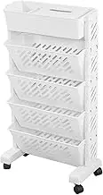 Movable Bookshelf, Deskside Slide Out Rolling Storage Trolley, Compact Desk Storage Organizer with Wheels, Utility Cart for Kids, Children, Students, Study in Home, School (5 Layer)