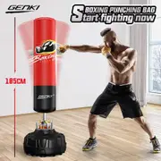 Genki 185cm Hydraulic Free Standing Punching Boxing Kicking Bag Stand Black Red