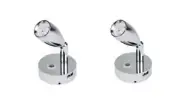 Caravan Boat Reading Bunk Lights LED Chrome Aluminium+USB Port Pair