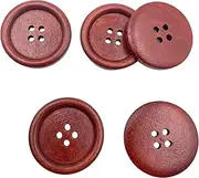 50 Pcs 30mm Wooden Buttons, 1 1/5" Premium Buttons for Sewing Craft Clothing, Brown Color, Natural Wood Made, 4 Hole Craft Button ET2059