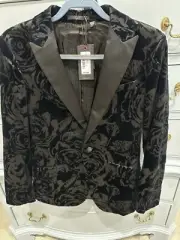 New Ted Baker Navy Blue Black Jacquard Blazer Jacket 2 38R Beauty! Nwt Tux