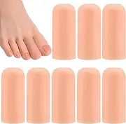 JYvivid 8 Pcs Gel Toe Protectors for Big Toe, Soft Toenail Cushions, Elastic Toe Cap Covers, Toe Sleeves for Ingrown Toenails, Calluses, Missing Toenails, Hammer Toes, Blisters, Corns