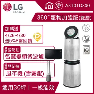 LG PuriCare 360°空氣清淨機 寵物功能加強版 (雙層)AS101DSS0