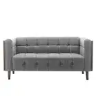 LIANA 2-SEATER FABRIC SOFA COUCH SETTEE CHARCOAL HIGH ARMS