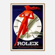 Galrie Vintage Rolex Advertising Poster - Stunning Art Deco Timepiece Print Home Decor, Wood Frame, A2 42 x 60cm (16 x 24inch)
