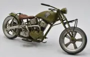 Handmade Light Green Medium Scale Tinplate Motorcycle Model Hand Made Artwork