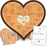 10 Year Anniversary Wood Gifts - Tin Gifts for Him & Her, Puzzle Plaque for 10th Wedding Anniversary