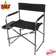 Director’s Chair W/ Side Table Cup Holder Foldable Portable Backyard Camp Black