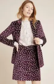 RARE $195 NWT Anthropologie Antibes Velvet Mini Skirt M Rebecca Taylor in Wine