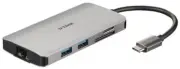 D-LINK - USB-C Multiport Hub with LAN & SD Card Reader, 3x USB-A USB-C HDMI LAN