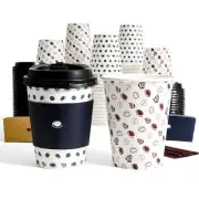 12oz To Go Coffee Cups with Lids, Sleeves and Stirrers (100 Pack), Disposable...