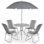 6 Piece Outdoor Dining Set Steel Textilene Grey Patio Furniture Garden Tab 43785