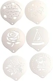MAGICLULU 6PCs Assorted Coffee Stencils Stainless Steel Cappuccino Latte Art Templates for DIY Easy to Clean and Use