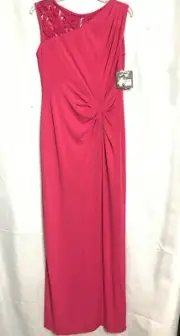 Ellen Tracy Fuschia Pink Long Formal MOB Sleeveless Dress - Size 8