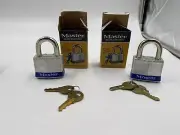 (2) Unused Vintage Master Lock No. 1 w/ Keys Made in U.S.A. In Box New Old Stock