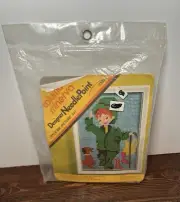 1973 Columbia Minerva LITTLE MR. PICTURE Needlepoint Boy Dog Leprechaun Vintage